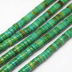 Natural Magnesite Beads Strands, Dyed, Heishi Beads, Flat Round/Disc, Sea Green, 6x3mm, Hole: 1mm, about 138pcs/strand, 15.74 inch(TURQ-L025-B-01)