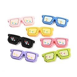 Opaque Resin Eyeglasses Cabochons, Glasses, Mixed Color, 12.5x38x4.5mm(RESI-H151-02)