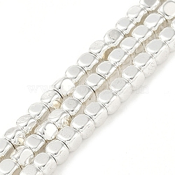 Electroplated Synthetic Non-Magnetic Hematite Beads Strands, Cube, Silver Plated, 3x3x3mm, Hole: 0.9mm, about 149pcs/strand, 16.42''(41.7cm)(G-U003-07)