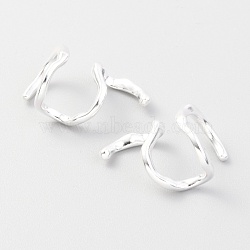 925 Sterling Silver Irregular Twisted Cuff Earrings, Silver, 27x15.5x15mm(EJEW-H124-13S)