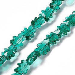 Transparent Electroplate Glass Beads Strands, Faceted, Bear, Teal, 8.5x9.5x4mm, Hole: 1mm, about 80pcs/strand, 25.20 inch(64cm)(GLAA-C023-03B)