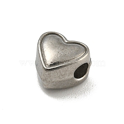 Non-Tarnish 304 Stainless Steel Beads, Heart, Stainless Steel Color, 8x8x6mm, Hole: 2.3mm(STAS-A091-11B-P)