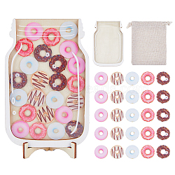 DICOSMETIC 1 Set DIY Wood Reward Chart for Kids, Reward Jar for Toddlers, Donut, 137x54x220mm, Donut: 29.5x1.5mm(DIY-DC0002-05)