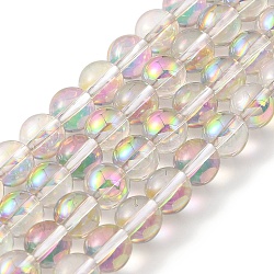 Transparent Electroplate Glass Beads Strands, Pearl Luster Plated, Round, Pearl Pink, 6mm, Hole: 0.8mm, about 67pcs/strand, 14.84~15.16''(37.7~38.5cm)(GLAA-T032-T6mm-C12)