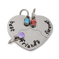 Best Friends Forever 201 Stainless Steel Rhinestone Connector Charms, Heart, Stainless Steel Color, 22.5x27.5x1.5mm, Hole: 5mm, small pendant: 6x4x3mm.
(STAS-Q342-08B-P)