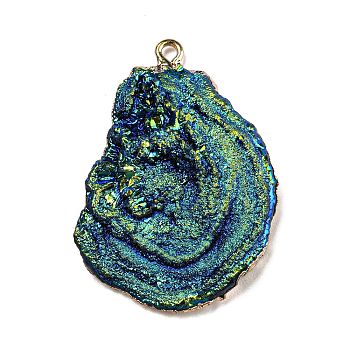 Opaque Resin Pendants, Textured Nuggets Charms with Golden Plated Iron Loops, Colorful, 39.5x29x8mm, Hole: 2mm