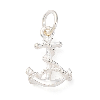 925 Sterling Silver Anchor Charms, with Jump Rings & 925 Stamp, Silver, 13x9.5x3mm, Hole: 3mm