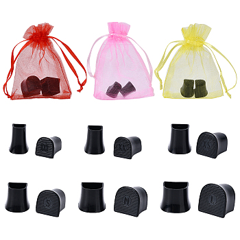 Gorgecraft 12Pair TPU High Heel Stoppers Protector, Round Shape Non-slip Wearable Heel Cover Shockproof Accessories, 12Pcs Organza Gift Bags with Drawstring, Black, 16~16.5~x12~21x12~21mm, 6.5~15.5x6.5~15.5mm Inner Diameter