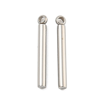 Non-Tarnish 304 Stainless Steel Pendants, Column Bar Charm, Stainless Steel Color, 17x2mm, Hole: 1.2mm