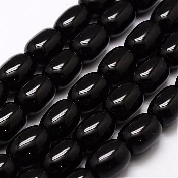 Natural & Dyed Black Onyx Beads Strands, Barrel, 17~18x12~14mm, Hole: 1.5mm, about 22pcs/strand, 14 inch