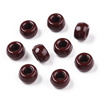 Opaque Plastic Beads, Barrel, Coconut Brown, 9x6mm, Hole: 3.8mm, about 1950pcs/500g