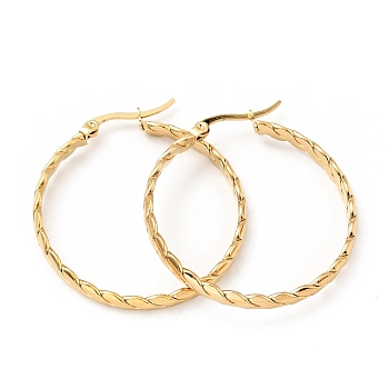 303 Stainless Steel Twist Rope Hoop Earrings with 316 Stainless Steel Pins for Women, Golden, 37.5x4mm, Pin: 0.7mm