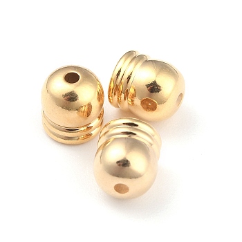 Brass Core End Caps, Long-Lasting Plated, Column, Real 24K Gold Plated, 7x6mm, Hole: 1.5mm, Inner Diameter: 4mm