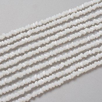Glass Beads Strands, Imitation Jade Glass, Faceted, Polygon, White, 2.5x2.5x2.5mm, Hole: 0.7mm, about 150pcs/strand, 13.39''(34cm)