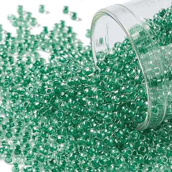 TOHO Round Seed Beads, Japanese Seed Beads, (343) Crystal Lined Jade, 11/0, 2.2mm, Hole: 0.8mm, about 1110pcs/10g