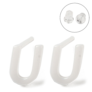 Hypoallergenic Bioceramics Zirconia Ceramic Stud Earrings, No Fading and Nickel Free, Alphabet, Letter U, 7x5mm