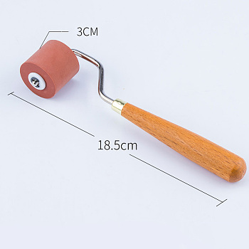 Rubber Roller Brush, with Wood Handle, DIY Diamond Painting Tool, Indian Red, 18.5x3cm