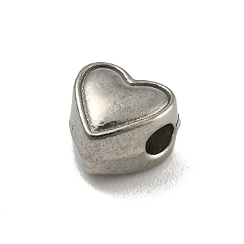 304 Stainless Steel Beads, Heart, Stainless Steel Color, 8x8x6mm, Hole: 2.3mm