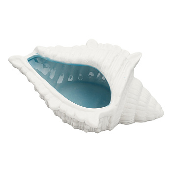 Conch Shape Porcelain Jewelry Plate, Storage Tray for Rings, Necklaces, Earring, Seashell Color, 175x112x60mm