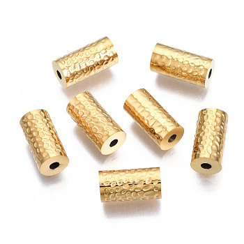 316 Surgical Stainless Steel Beads, Column, Real 14K Gold Plated, 12x6mm, Hole: 1.8mm