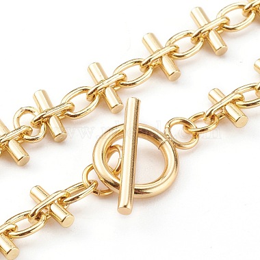 Brass Bar Link Chain Necklaces(NJEW-JN03355)-2