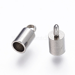 Tarnish Resistant 304 Stainless Steel Cord Ends, End Caps, Stainless Steel Color, 8x2.5mm, Hole: 1.5mm, Inner Diameter: 2mm(STAS-P162-11-2mm)