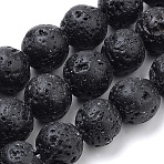 Natural Lava Rock Beads Strands, Dyed, Round, 10mm, Hole: 1mm, about 37~40pcs/strand, 14.9~15.1 inch(38~38.5cm)(X-G-S259-11-10mm)