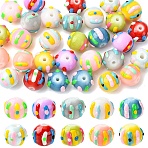 10Pcs 10 Colors Handmade Lampwork Enamel Beads, Hand Painted Beads, Round, Mixed Color, 9.5x11mm, Hole: 1.2mm, 1pc/color(LAMP-YW0004-14)