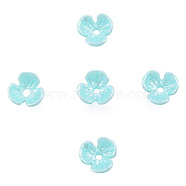 Resin Imitation Pearl Bead Caps, 3-Petal, Flower, Turquoise, 6x6x3mm, Hole: 1mm(RESI-N036-01A-02)