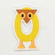 Computerized Embroidery Cloth Iron on/Sew on Patches, Costume Accessories, Appliques, Letter, Yellow, Letter.O, 51x32mm(DIY-K012-01-O)