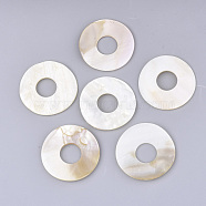 Freshwater Shell Beads, Large Hole Beads, Donut, Seashell Color, 40~41x2.5~4mm, Hole: 15mm(SHEL-T012-35)