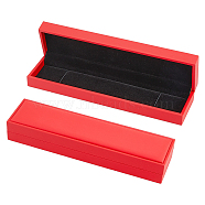 Rectangle PU Leather Necklace  Storage Boxes with Velvet Inside, Crimson, 22x5.6x3.6cm(CON-WH0094-31D-02)