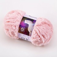 Polyester & Nylon Yarn, Imitation Fur Mink Wool Chunky Yarn, for DIY Knitting Soft Coat Scarf, Pink, 13mm, about 32.81 Yards(30m)/Skein(PW-WG86474-02)