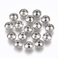CCB Plastic Beads, Faceted, Rondelle, Platinum, 6x4mm, Hole: 1.5mm, about 5767pcs/443g(CCB-S160-144)