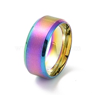 201 Stainless Steel Plain Band Rings for Women, Rainbow Color, Inner Diameter: 17mm(RJEW-I089-44M)