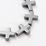 Electroplate Gorgeous Cross Non-magnetic Synthetic Hematite Beads Strands, 17x14x4mm, Hole: 1mm, about 23pcs/strand, 15.94 inch(G-L268-11)