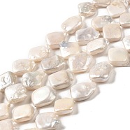 Natural Keshi Pearl Beads Strands, Baroque Pearls, Cultured Freshwater Pearl, Rhombus, PapayaWhip, 14~15.5x12.5~13x4~5.5mm, Hole: 0.7mm, about 28~29pcs/strand, 15.35~15.55 inch(39~39.5cm)(PEAR-E016-041)