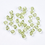 Imitation Austrian Crystal Beads, Grade AAA, Faceted, Bicone, Yellow Green, 3x3mm, Hole: 0.7~0.9mm(SWAR-F022-3x3mm-252)