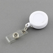 Plastic Clip-On Retractable Badge Holders, Tag Card Holders, White, 84x31x12mm(X-AJEW-R037-02)