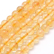 Natural Citrine Beads Strands, Round, Dyed & Heated, 8mm, Hole: 1mm, about 44pcs/strand, 15.7 inch(40cm)(G-P335-11-8mm-A)