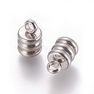 202 Stainless Steel Cord Ends, Stainless Steel Color, 9x6mm, Hole: 2mm, Inner Diameter: 3mm(STAS-E464-13A-P)