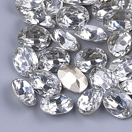 Pointed Back Resin Rhinestone Cabochons, Back Plated, Faceted, Oval, Crystal, 13.5~14x9.5~10x6mm, about 200pcs/bag(CRES-S379-10x14mm-B14)