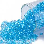 TOHO Round Seed Beads, Japanese Seed Beads, (104) Transparent Luster Aqua, 11/0, 2.2mm, Hole: 0.8mm, about 1110pcs/10g(X-SEED-TR11-0104)