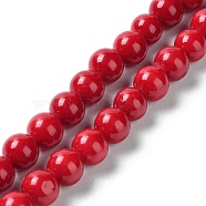 Fossil Beads, Dyed, Round, Red, 8mm, Hole: 0.8mm, about 50pcs/strand, 16 inch(G-SR8MM-FS19)