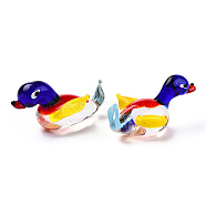 Handmade Lampwork Home Decorations, 3D Duck Ornaments for Gift, Blue, 56~59.5x23.5~26x28.5~29.5mm(LAMP-T011-62)