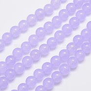 Natural & Dyed Malaysia Jade Bead Strands, Round, Lilac, 8mm, Hole: 1.0mm, about 48pcs/strand, 15 inch(X-G-A146-8mm-A18)