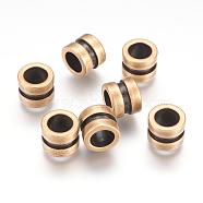 304 Stainless Steel Beads, Column, Grooved Beads, Antique Bronze, 10x8mm, Hole: 6.5mm(STAS-F123-02AB)