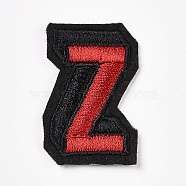 Computerized Embroidery Cloth Iron On Patches, Costume Accessories, Appliques, Letter, FireBrick, 40x25x2mm(DIY-WH0083-01Z)