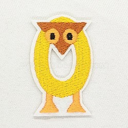Computerized Embroidery Cloth Iron on/Sew on Patches, Costume Accessories, Appliques, Letter, Yellow, Letter.O, 51x32mm(DIY-K012-01-O)