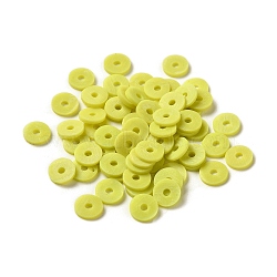 Handmade Polymer Clay Beads, for DIY Jewelry Crafts Supplies, Disc/Flat Round, Heishi Beads, Green Yellow, 8x1mm, Hole: 1.5mm, about 10000pcs/bag(CLAY-R067-8.0mm-A10)